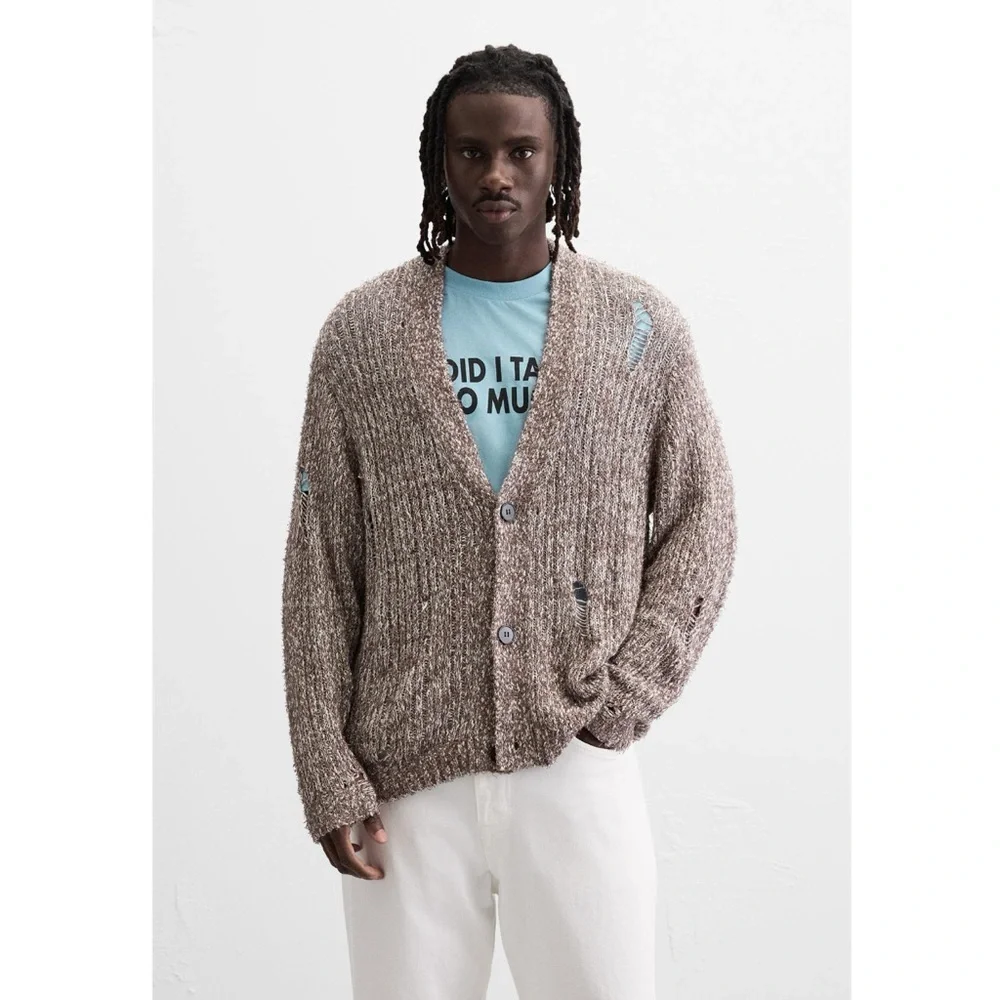 ZARA RIPPED EFFECT CARDIGAN - Picture 3 of 8